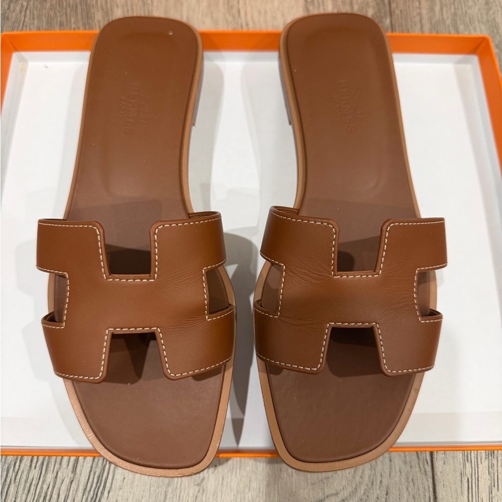 Hermes Oran Leather Sandals